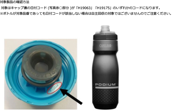 ライトウェイプロダクツジャパン株式会社　ドリンクボトル（サイクリング用） 対象製品の確認方法