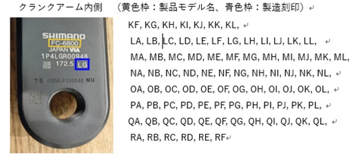 2023/10/30　株式会社シマノ　自転車用クランク　対象製品の確認方法